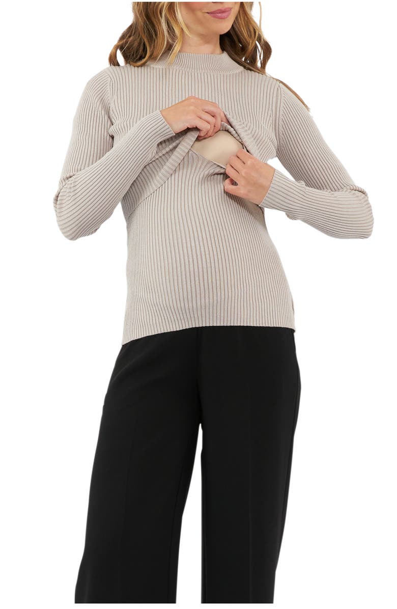 Ripe Maternity Lift Up Nursing Knit Stone, Alternate, color, Stone
