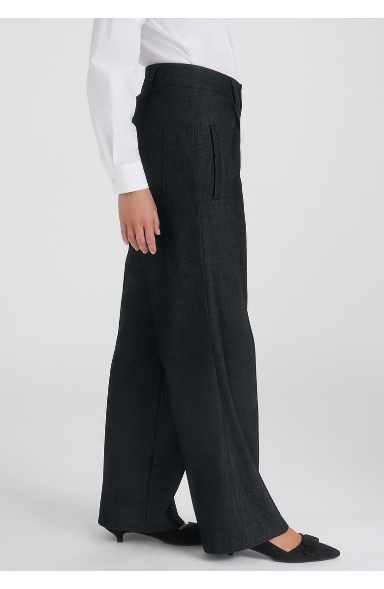 Jessica London Slubbed Denim Trouser, Alternate, color, Black