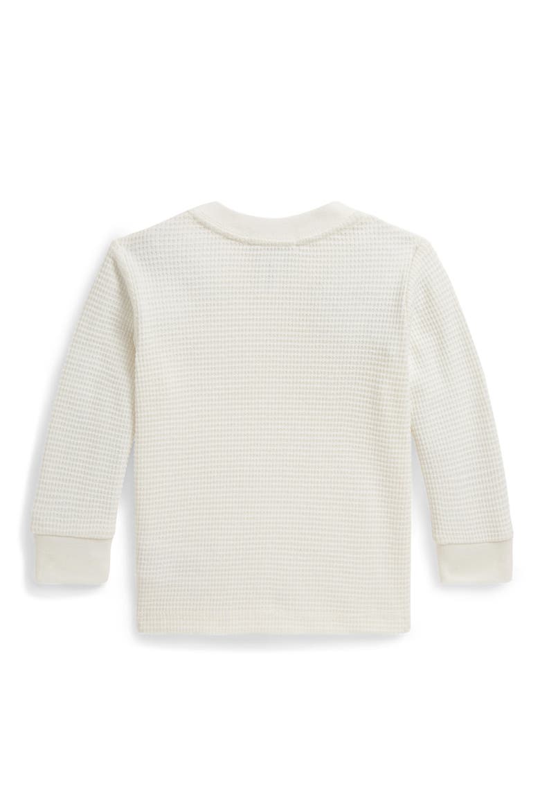 Kids' Waffle Knit Cotton Long Sleeve T-Shirt, Alternate, color, CLUBHOUSE CREAM