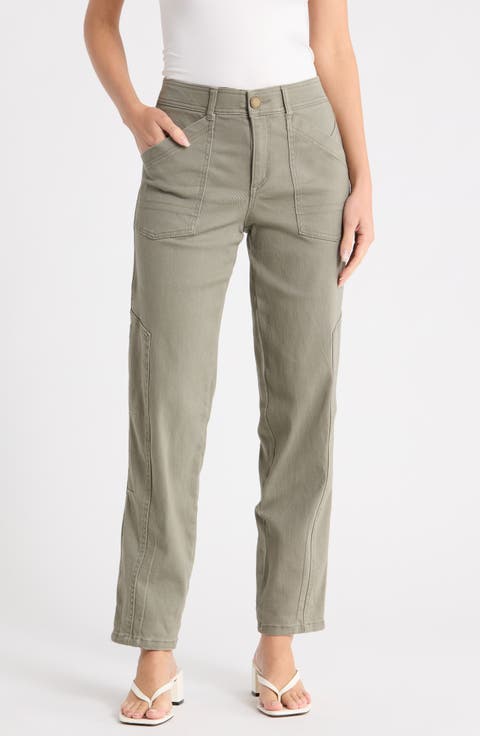 Tapered Side Panel Straight Leg Jeans