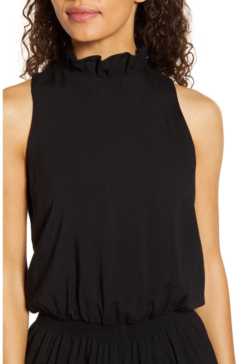 Gibson x Hi Sugarplum! Capri Smocked Waist Romper, Alternate, color, BLACK