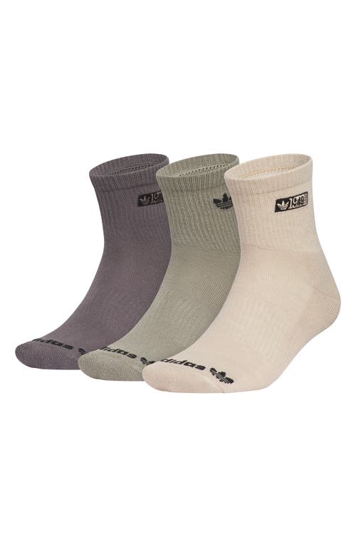 adidas Gender Inclusive Assorted 3-Pack Originals Unfair Crew Socks in Grey/Silver Pebble Grey 