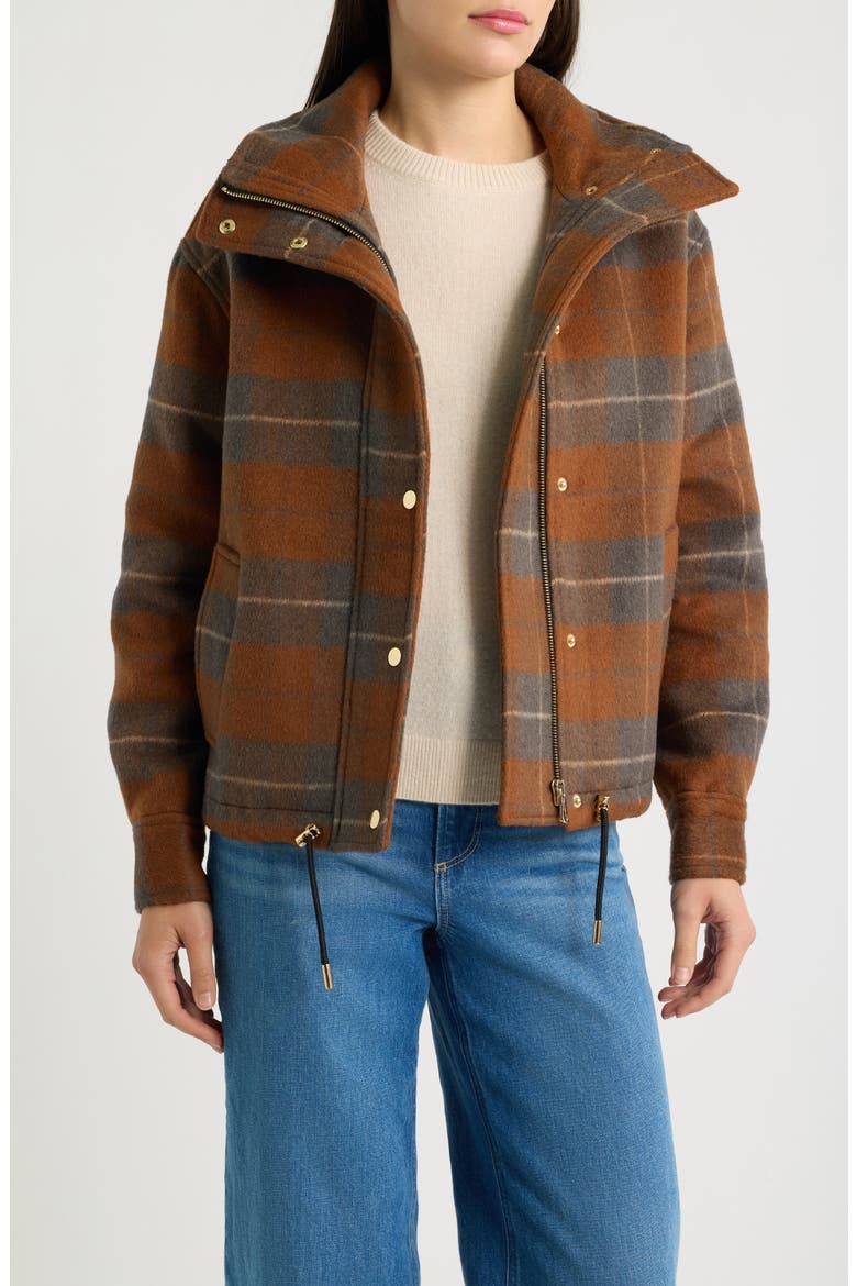 Plaid Bomber Jacket, Main, color, ORANGE PLAID