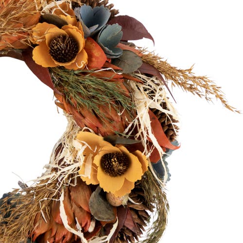 Northlight Sunflower And Wheat Artificial Fall Harvest Wreath In Multi