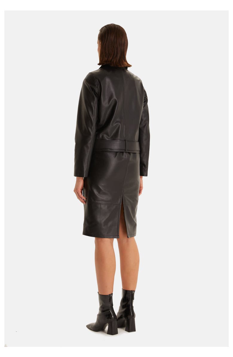 Furniq UK Imogen Leather Blazer, Alternate, color, Black