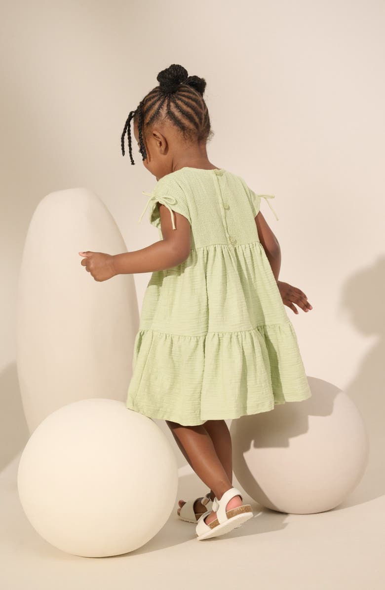 NEXT Kids' French Lace Tiered Stretch Cotton Party Dress, Alternate, color, Green