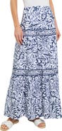 Misook Tiered Floral Embroidery Maxi Skirt