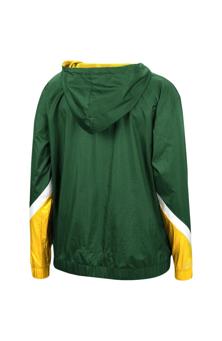Mitchell & Ness Women's Mitchell & Ness Green Green Bay Packers Half-Zip Windbreaker Hoodie, Alternate, color, 