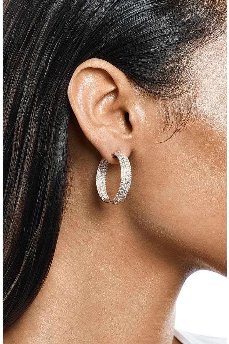 14K Gold Mega Pavé Diamond Hoop Earrings, Alternate, color, YELLOW GOLD