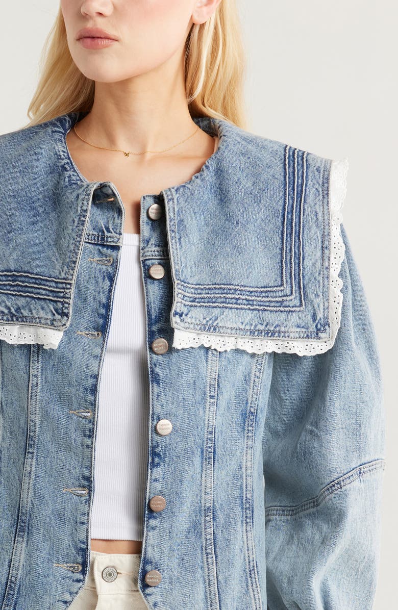 Broderie Anglaise Ruffle Sailor Denim Jacket