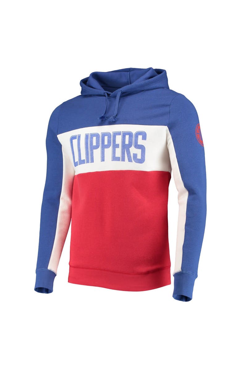 Junk Food Men's Junk Food Royal/White LA Clippers Wordmark Colorblock Fleece Pullover Hoodie, Alternate, color, 