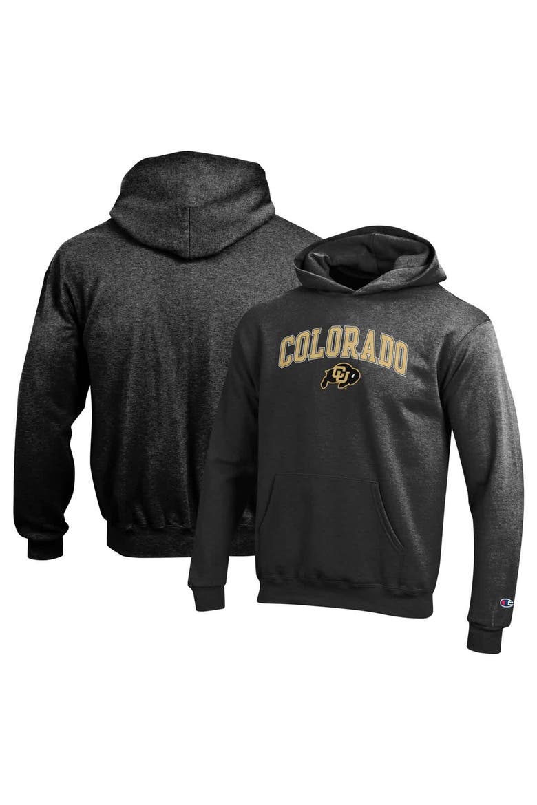 Youth Champion Heather Charcoal Colorado Buffaloes Campus Pullover Hoodie, Main, color, Heather Charcoal