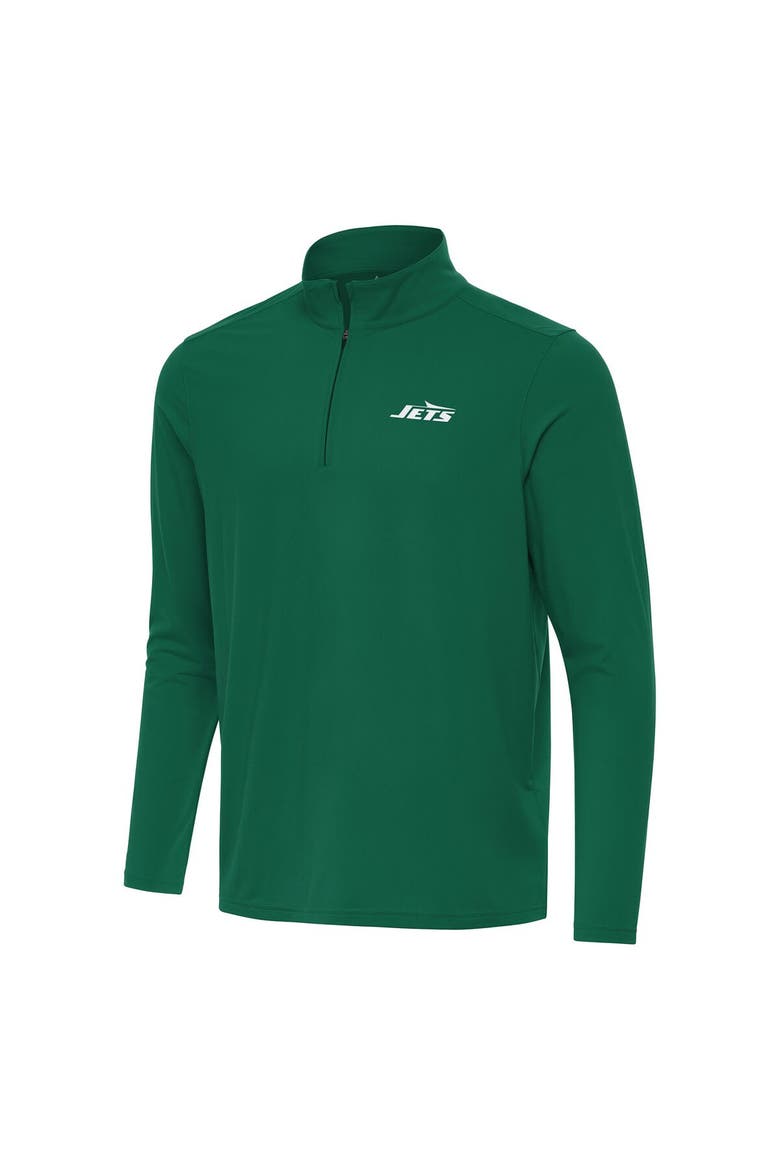 Men's Antigua Green New York Jets Intent Quarter-Zip Pullover Top, Main, color, Green