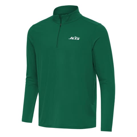 Men's Antigua Green New York Jets Intent Quarter-Zip Pullover Top