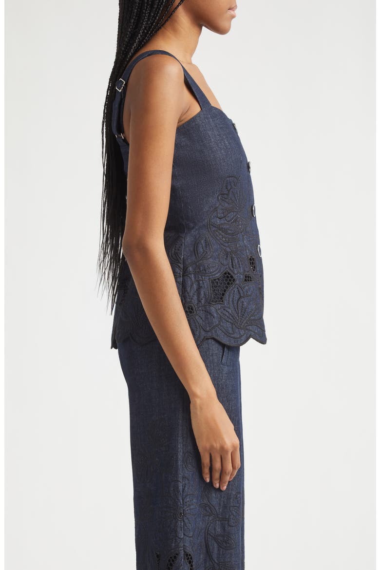 Mirielle Eyelet Chambray Top, Alternate, color, INDIGO RINSE