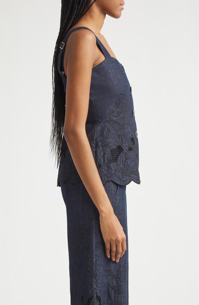 Veronica Beard Mirielle Eyelet Chambray Top, Alternate, color, Indigo Rinse