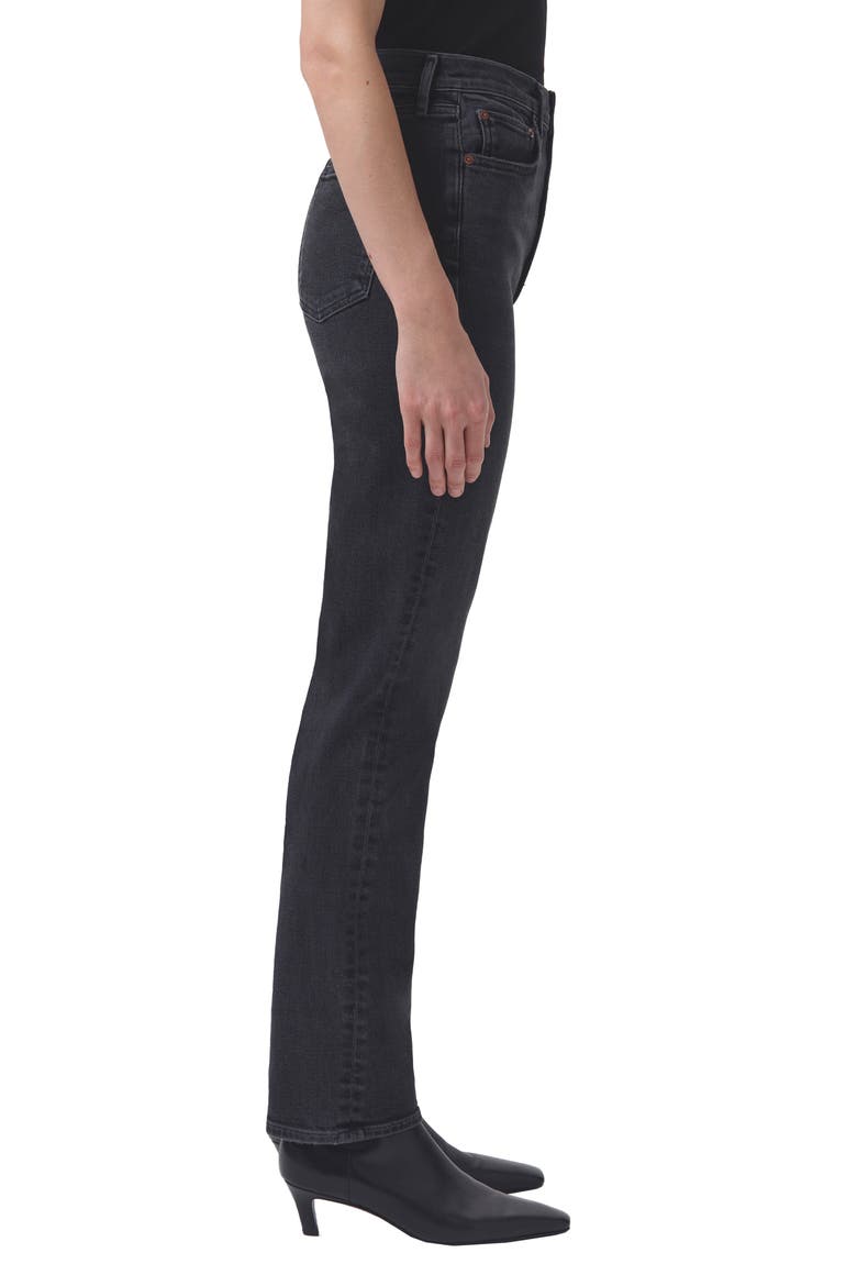 High Waist Stovepipe Jeans, Alternate, color, METAL