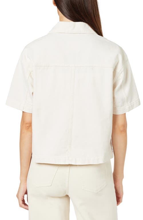 Habitual Cotton Crop Shirt Jacket In Ecru