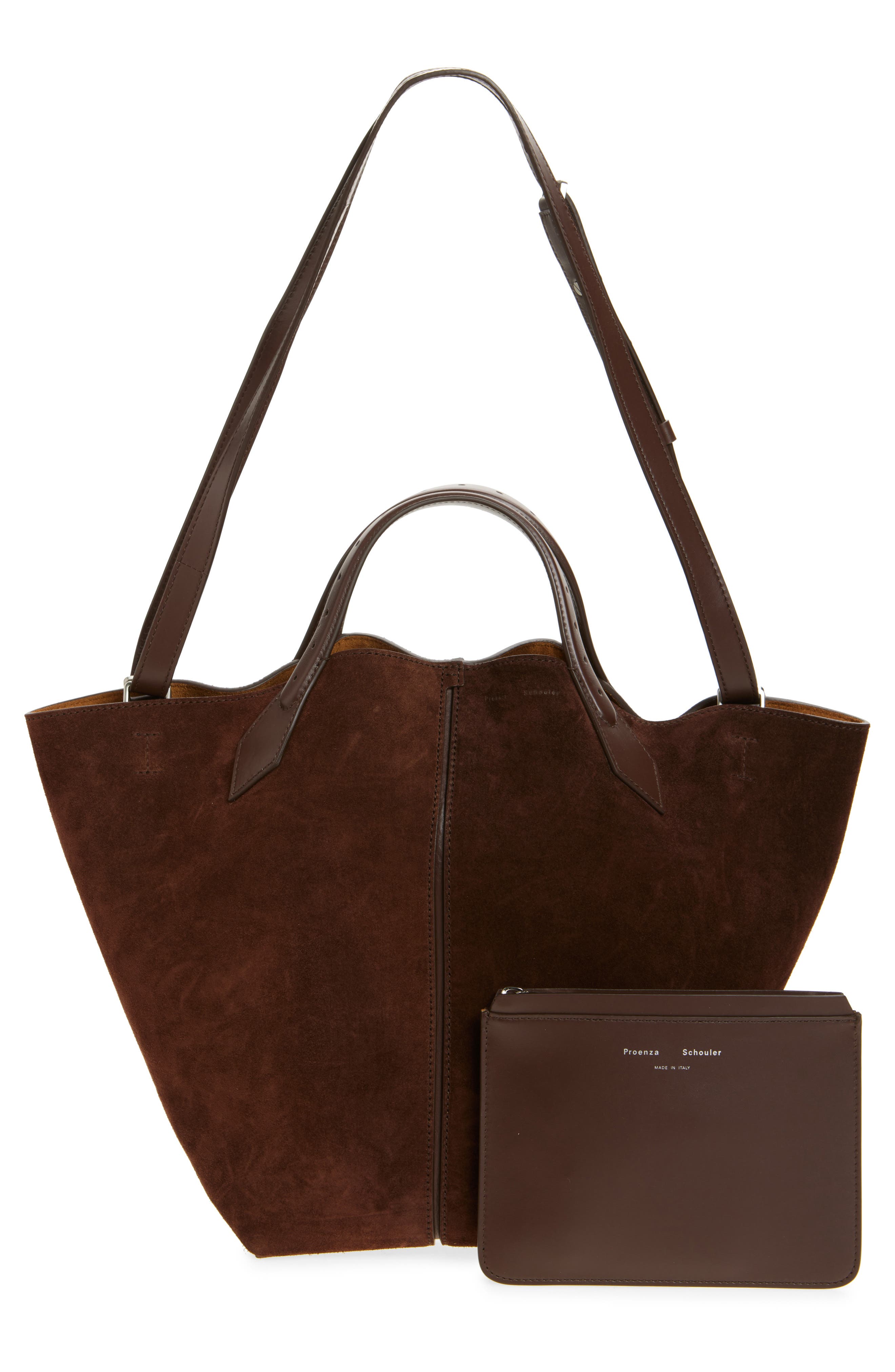 Proenza Schouler Large Chelsea Suede Tote, Alternate, color, Chocolate