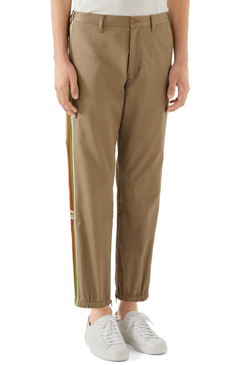 Stripe Cotton Pants, Main, color, BEIGE