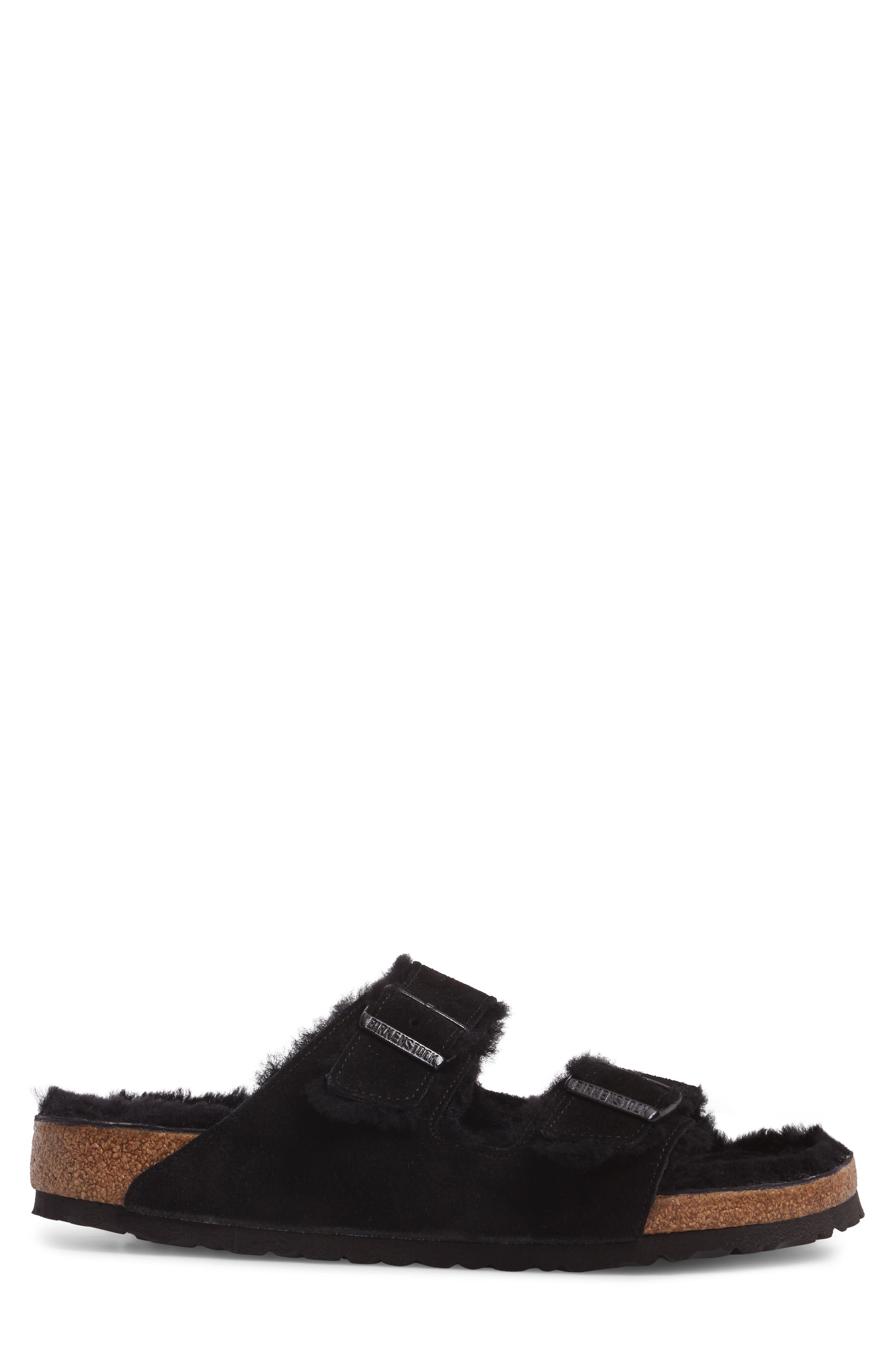 Arizona Slide Sandal with Genuine Shearling, Alternate, color, BLACK