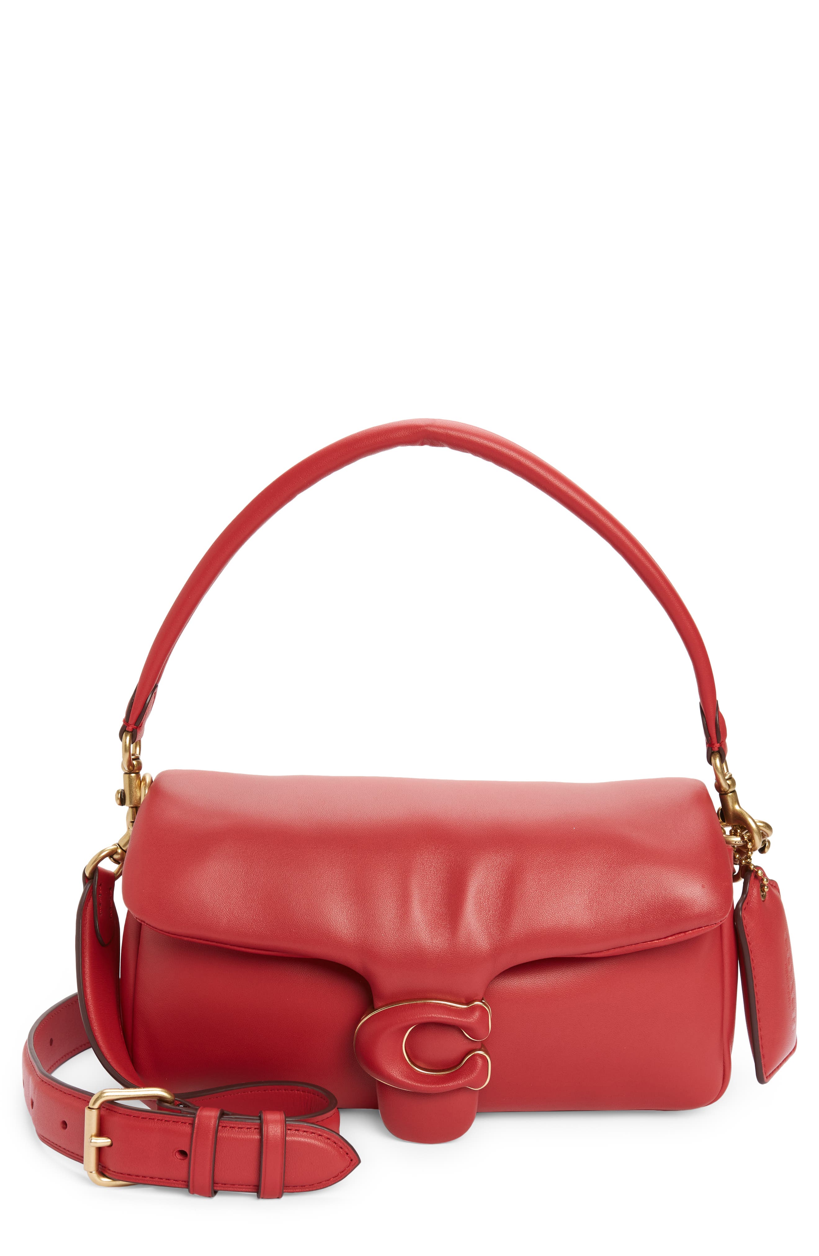 Pillow Leather Crossbody Bag, Main, color, RED APPLE