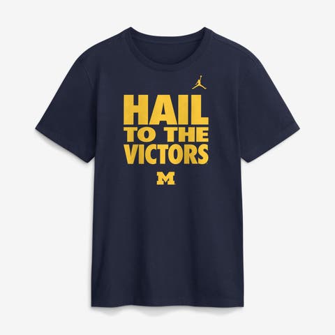 Men's Jordan Brand Navy Michigan Wolverines 2026 Sideline Dri-FIT Slogan T-Shirt