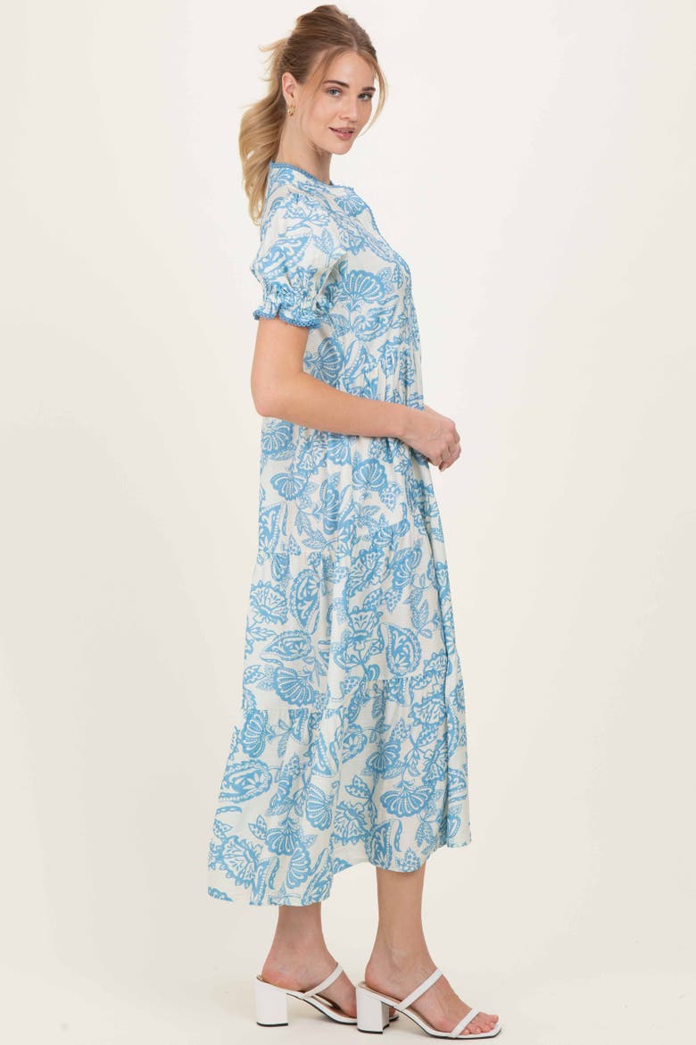Paisley Print Tiered Midi Dress, Alternate, color, Light Blue