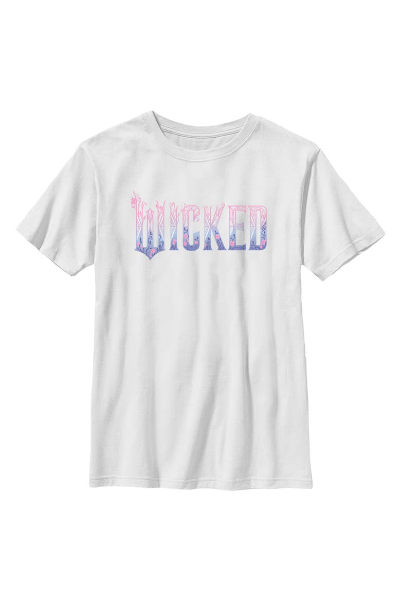 Boys' Floral Pink and Purple Logo Graphic Short Sleeve T-Shirt, Main, color, White