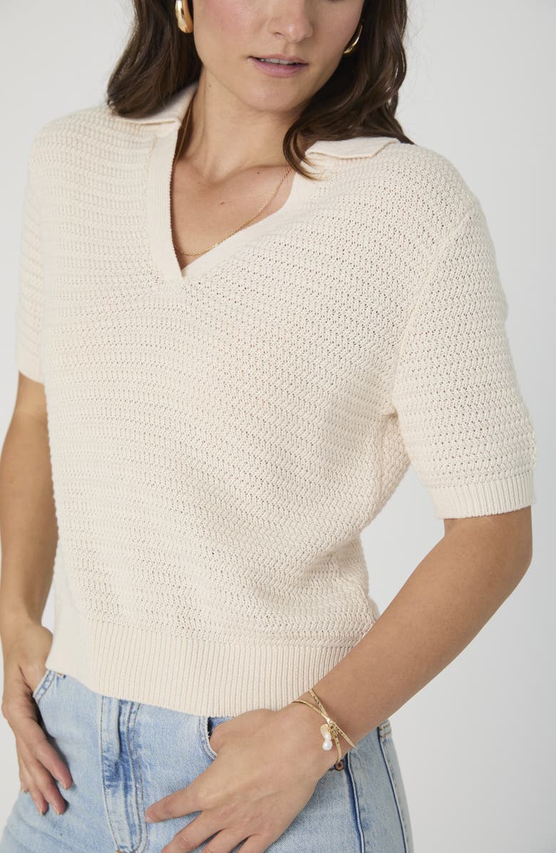 French Connection V-Neck Collar Knit Top, Alternate, color, Oatmeal Melange