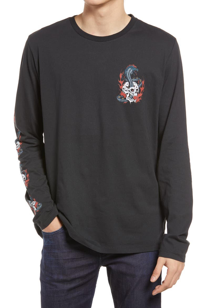 Men's Viper Long Sleeve Graphic Tee, Main, color, JET BLACK