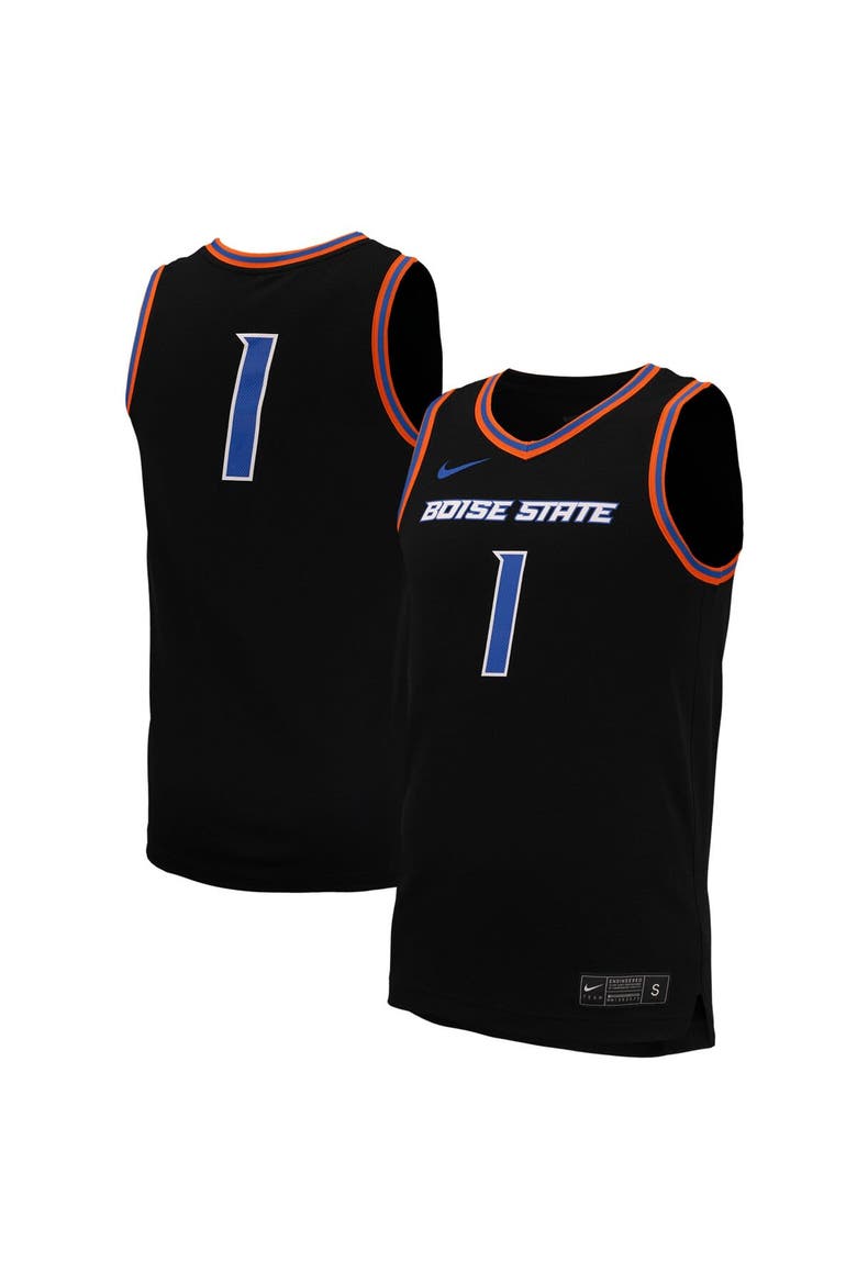 Men's Nike #1 Black Boise State Broncos Replica Basketball Jersey, Main, color, Black