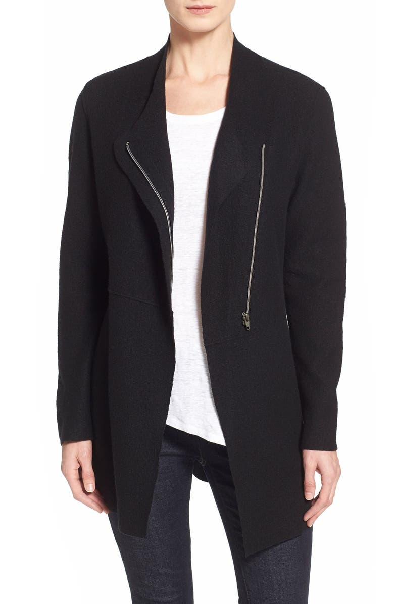 Eileen Fisher Asymmetrical Boiled Merino Wool Jacket, Main, color, 