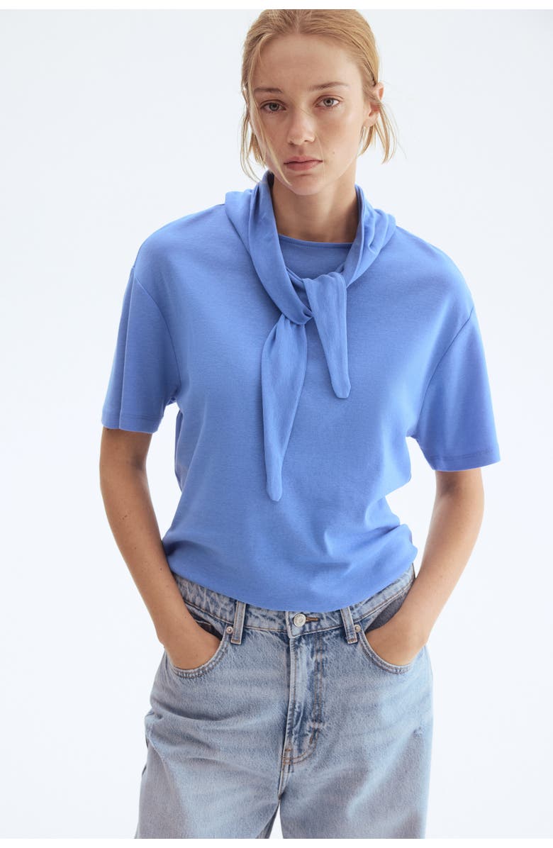 H&M Scarf-collar Top, Alternate, color, Blue