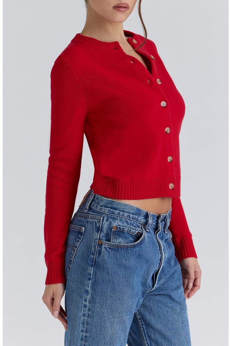Signature Merino Wool & Cashmere Cardigan, Alternate, color, RED