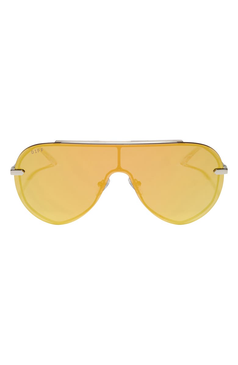DIFF Imani 139mm Gradient Shield Sunglasses, Main, color, Silver / Gold Mirror