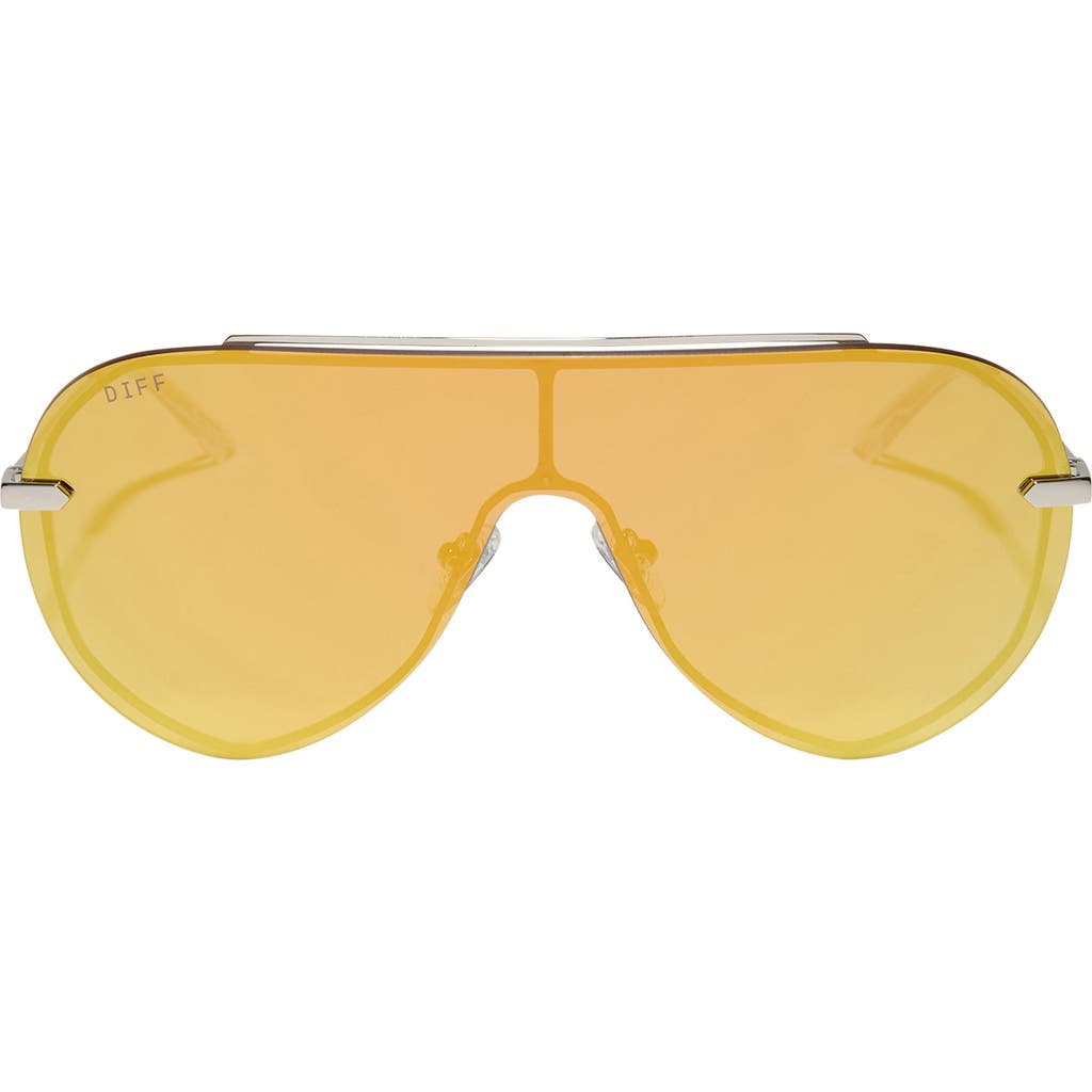 Diff Imani 139mm Gradient Shield Sunglasses In Silver/gold Mirror