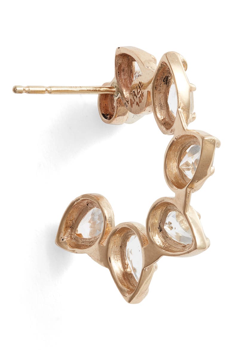Mélia Pear Front to Back Hoops, Alternate, color, SILVER/ CLEAR TOPAZ