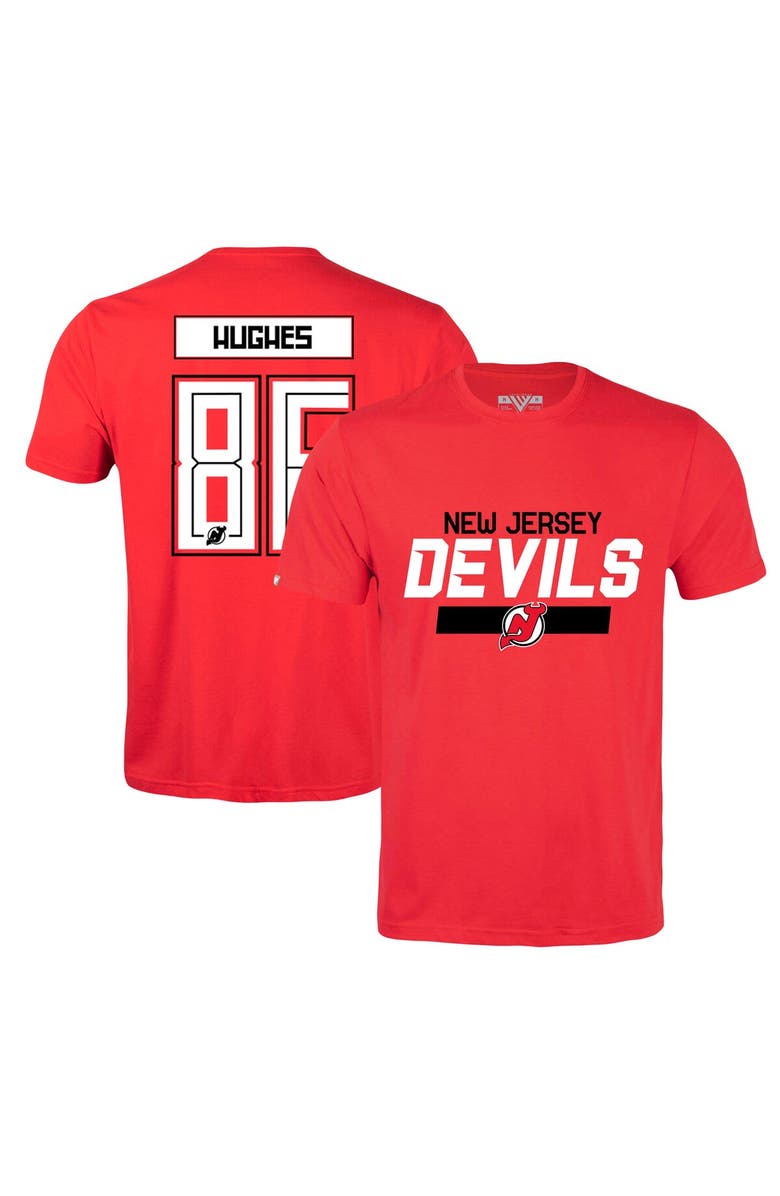 LEVELWEAR Men's Levelwear Jack Hughes Red New Jersey Devils Richmond Player Name & Number T-Shirt, Alternate, color, Red