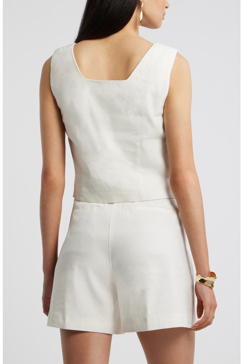Linen Blend Shell Top, Alternate, color, IVORY TOFU
