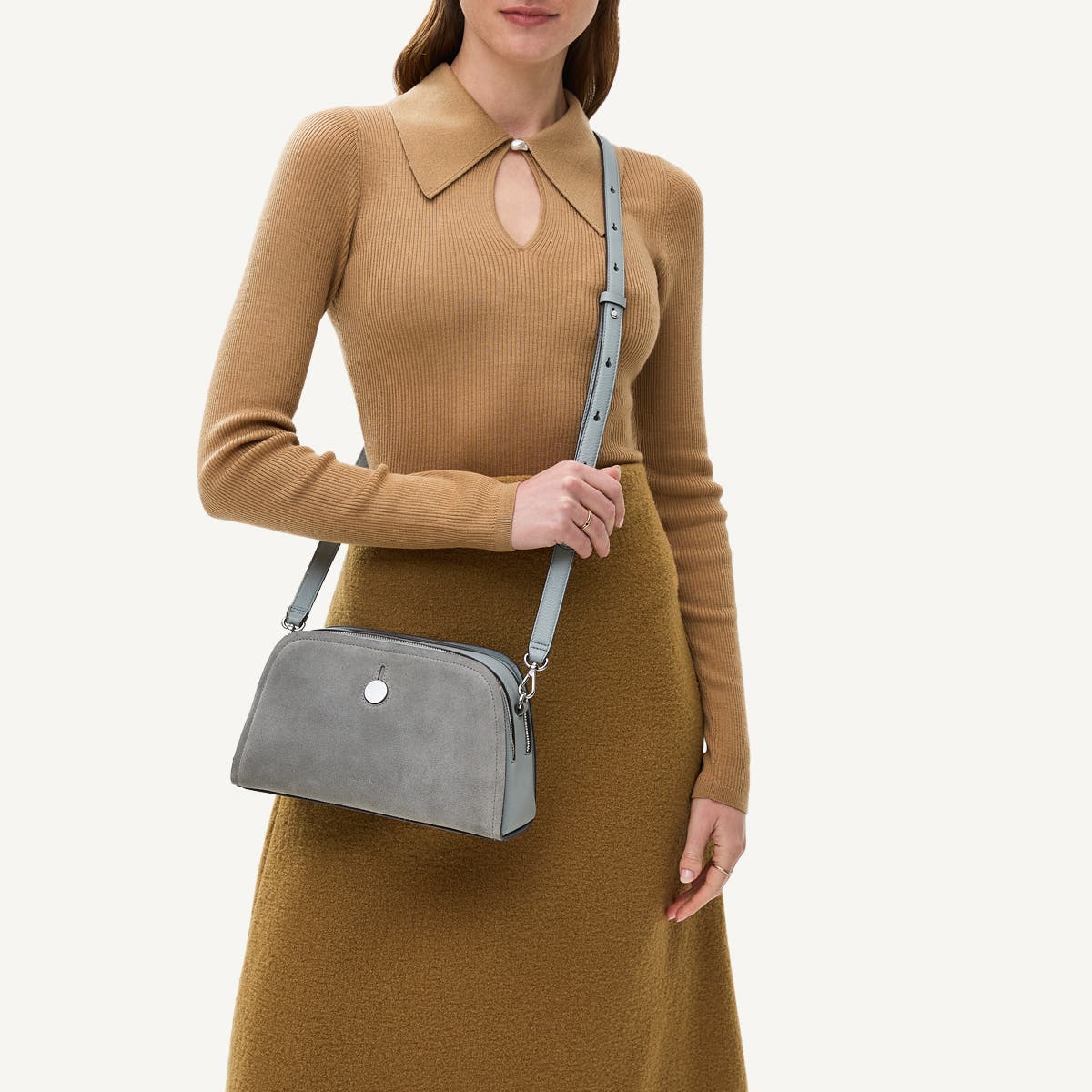 Radley Bathurst Mews - Suede Small Ziptop Crossbody  Bag, Alternate, color, Artichoke