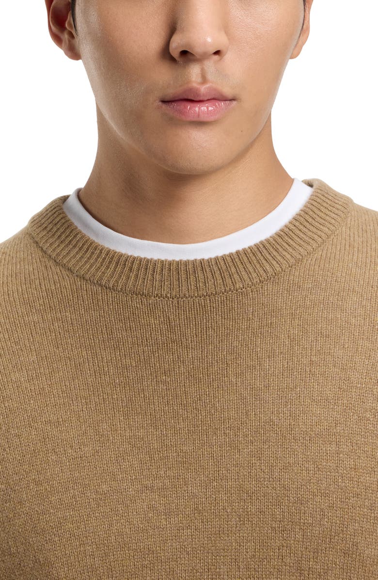 BOSS Hercole Crewneck Virgin Wool Sweater, Alternate, color, Dark Beige