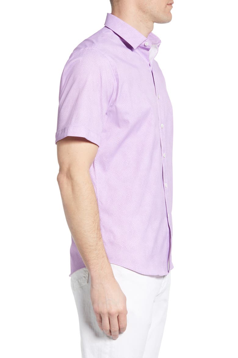 Classic Fit Short Sleeve Button-Up Performance Shirt, Alternate, color, AUBERGINE