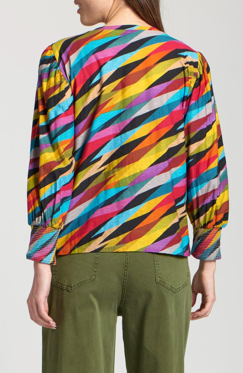 APNY Floral Print Cotton Slub Top, Alternate, color, Turquoise Multi