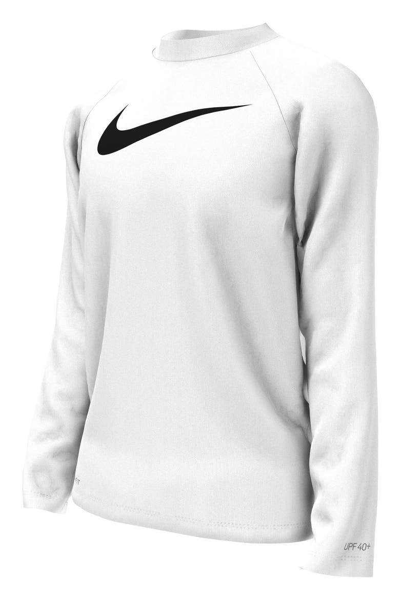 Hydroguard Dri-FIT Long Sleeve Rashguard, Alternate, color, WHITE