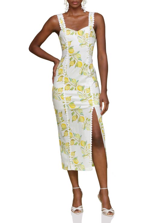 Lemon Print Stretch Cotton Dress