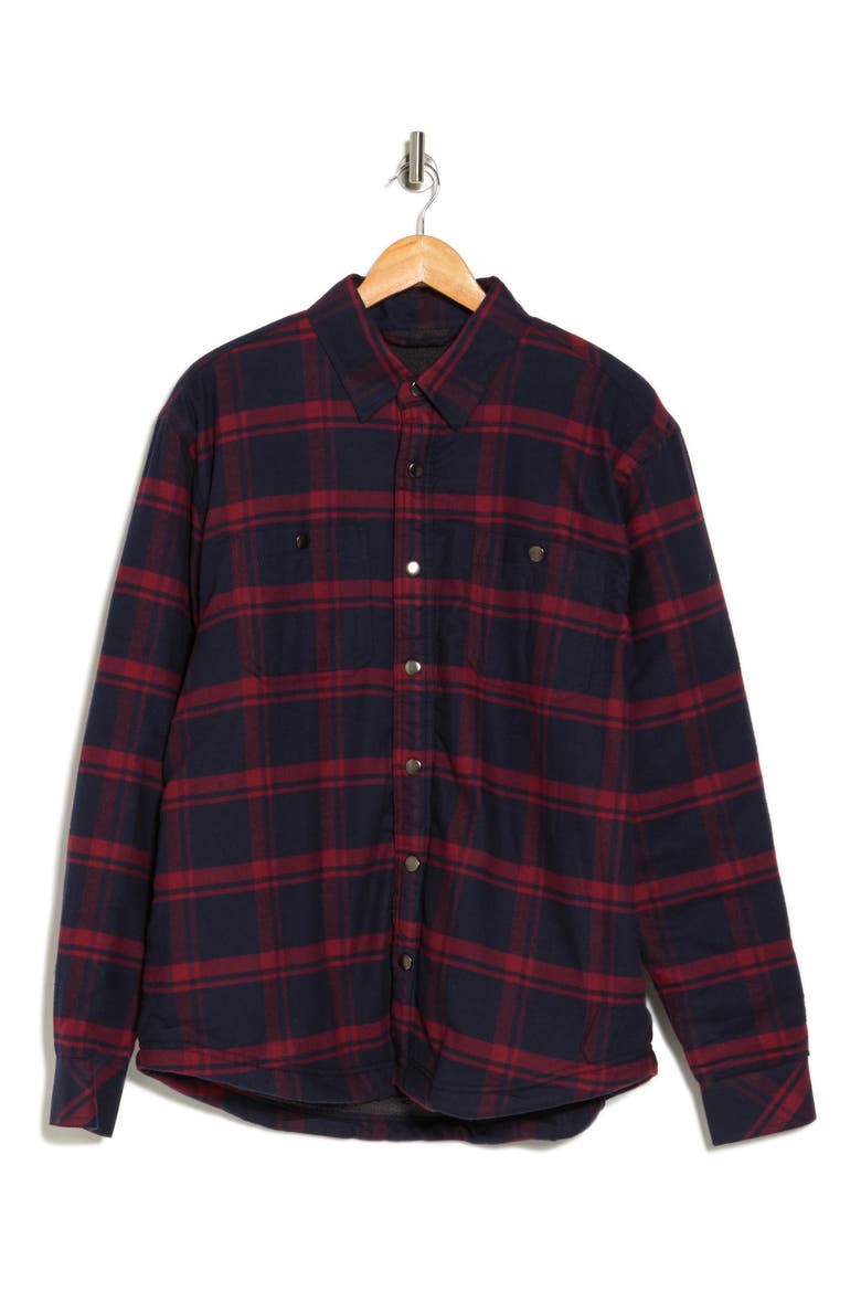 Tristan Plaid Flannel Shirt Jacket, Alternate, color, MERLOT