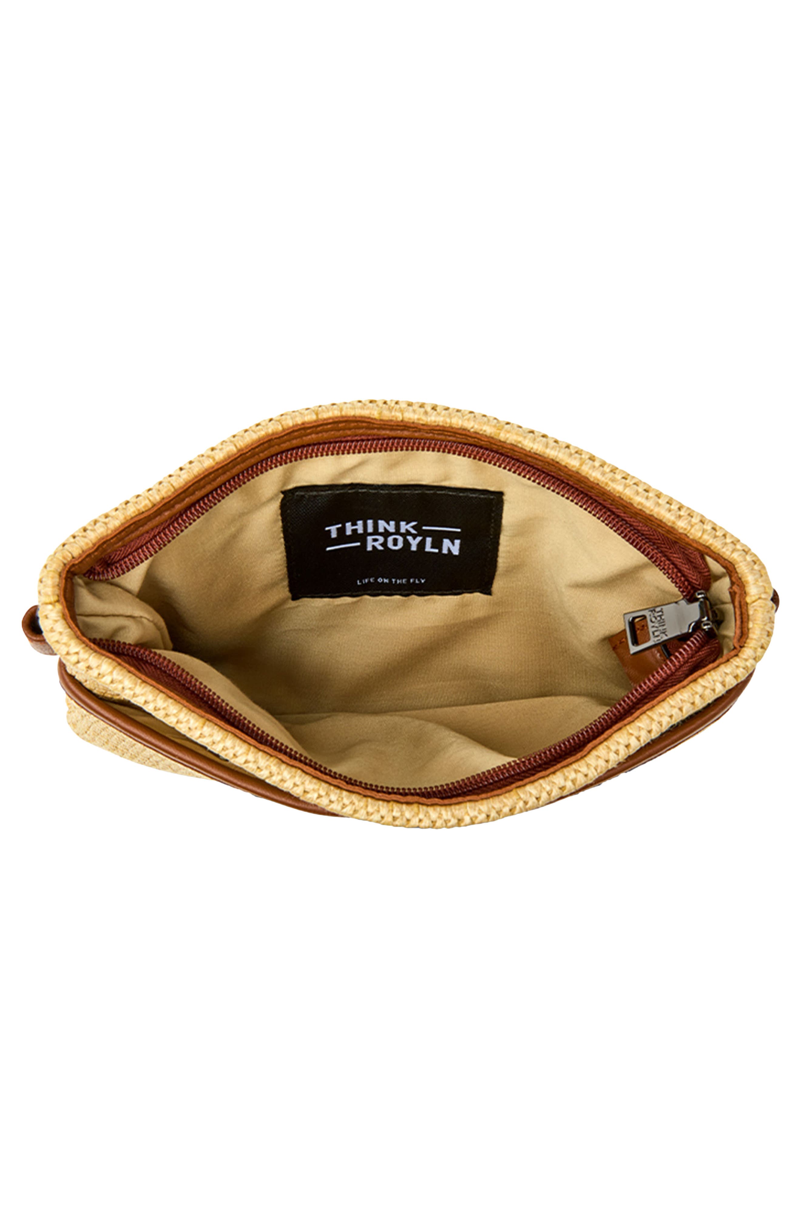 THINK ROYLN Raffia Crossbody Bag, Alternate, color, Dune Raffia W/ Saddle Trim