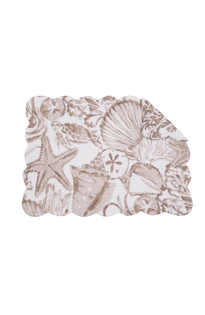 C&F Home Barley Coast Shells 100% Cotton Quilted Set of 6 Placemats 13" x 19", Alternate, color, Brown