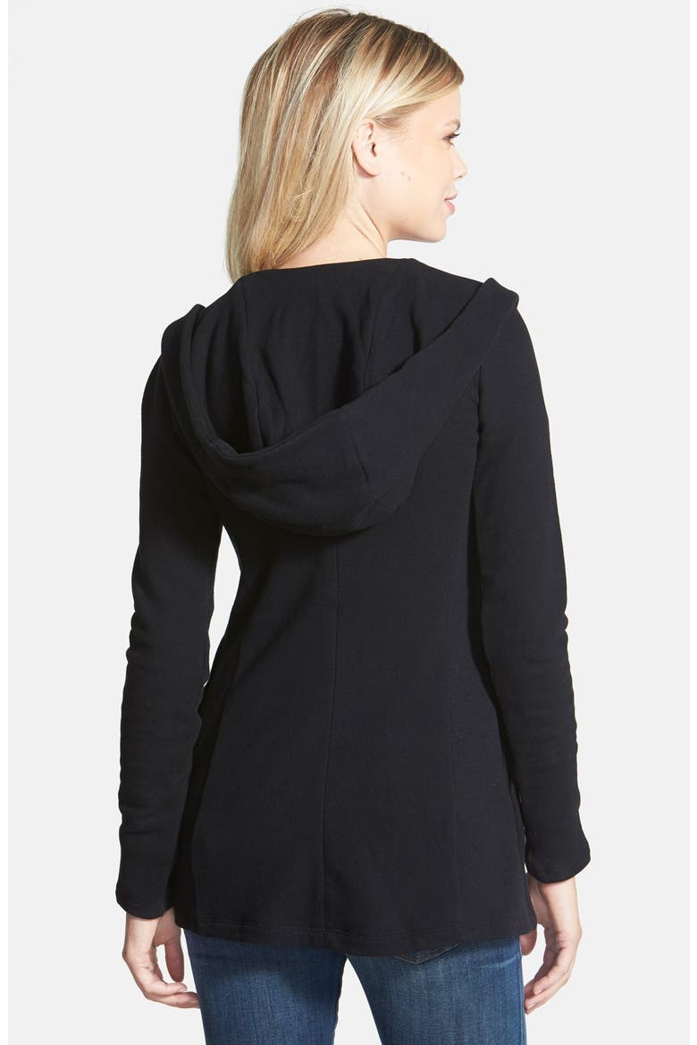 Hooded Fleece Blazer, Alternate, color, BLACK